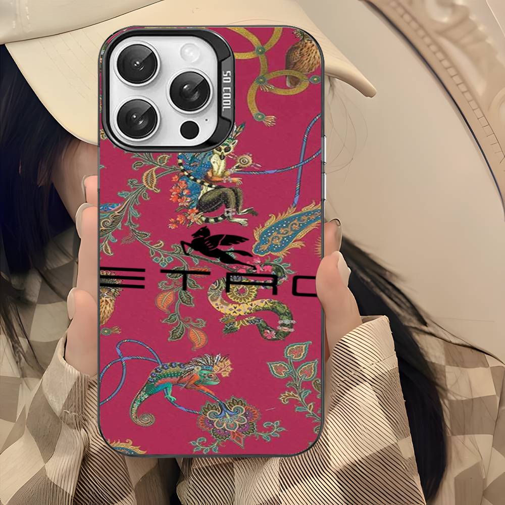 Fashion And Luxury E-Etro Phone Case For IPhone 17 16 15 14 11 12 13 Pro Max Plus Pro Colored Silver Cover