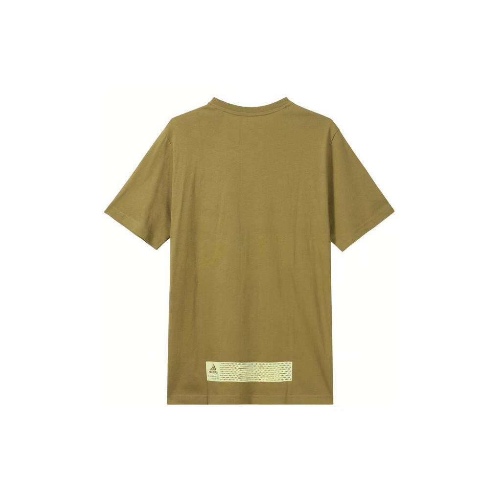adidas T Shirts Men's Earth Yellow Crew Neck Moderate Straight Fit GN6861