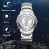 Men's Watch Stainless Steel Diamond Silver Luminous Analog Calendar Quartz Watch 3ATM Waterproof Men's Fashion Accessory