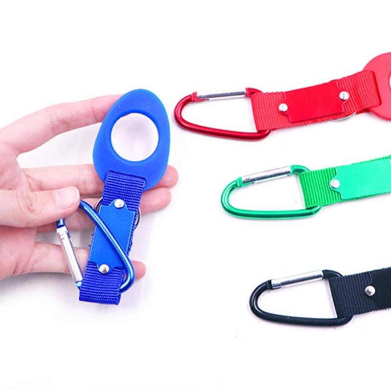 Set of 4 Water Bottles Carry Fasteners with Carabiners and Riveted Connectors Rope for Belt Placement, Commuting, Cycling, Day Travel, and Camping