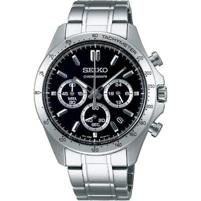 Herreur med 1/5 Sekund Chronograph Kvarts Ur SBTR013, Sort Urskive, Japansk Model