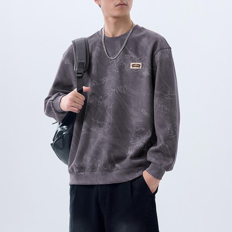 

Легкий роскошный облачный крашеный выцветший американский тяжелый ретро мужской свитер осенний модный бренд свободная повседневная куртка M фиолетовый