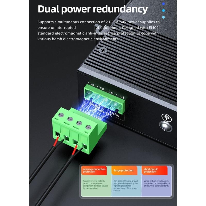 Industrial 5 Port 100Mbps Industrial Switcher 1000Mbps Industry Ethernet Networking Switcher DIN Rail Mounted Data Transfer