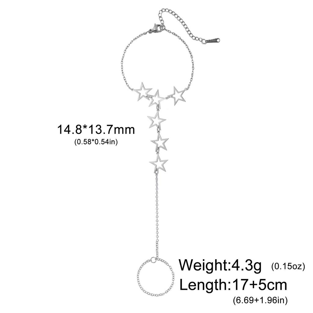 Trendy Gold Color Stars Finger Bracelet Stainless Steel Women's Hand Bracelet Ring Jewelry Birthday Gift 2026 Wholesale New