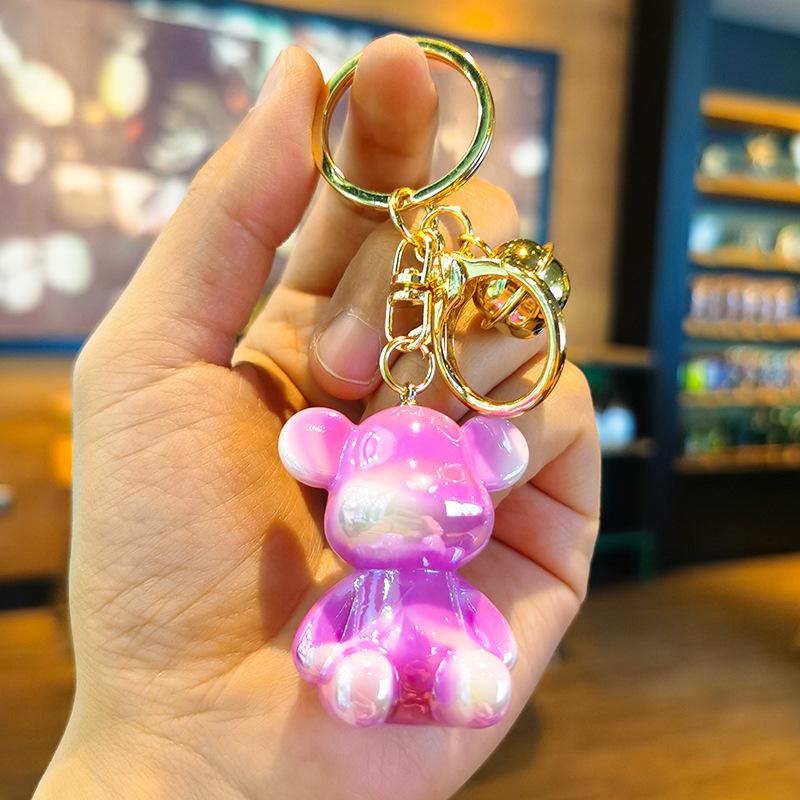 Acrylic Bear Figurine Keychain Cartoon Vibrant Color Couple's Keychain Kawaii Cute Personalized Gifts Y2k Fashion Toys Anime
