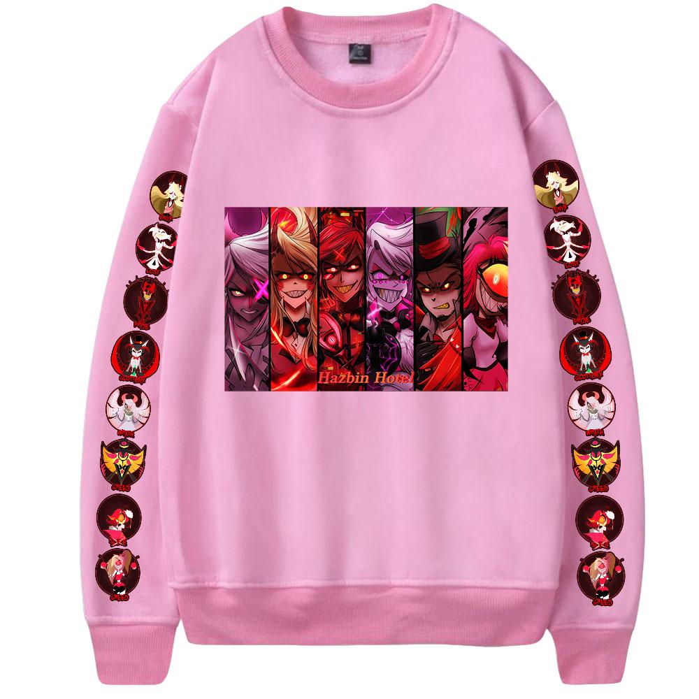 Hanorac cu gât în ​​formă de Hazbin Hotel Femei/Bărbați Hanorace cu mânecă lungă la modă Imprimeuri anime Haine casual Streetwear