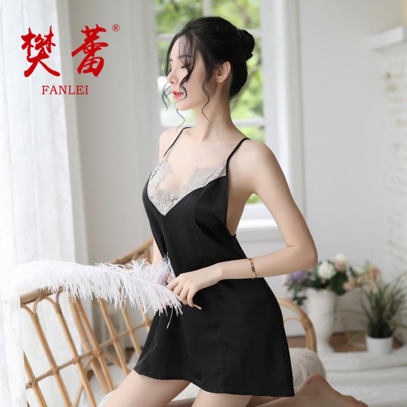 Sexy backless seduction lace chiffon suspender lingerie skirt