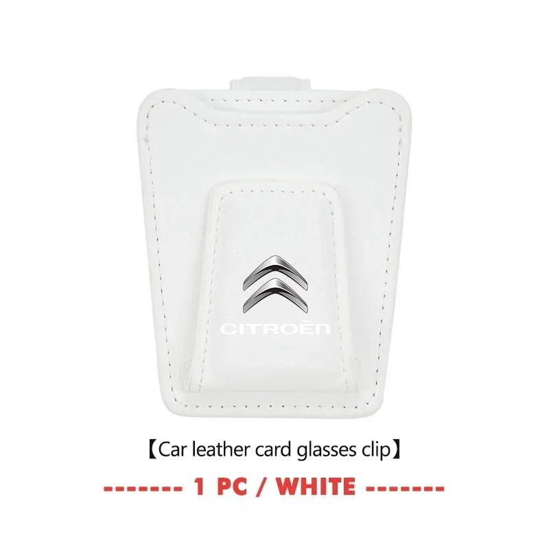 Car Sunglasses Holder Sun Visor Leather Hanger Ticket Card Clip For Citroen C4 C3 C5 C1 C2 C6 VTS C4L DS3 DS4 DS5 Grand Berlingo