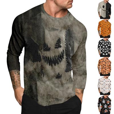 Halloween Print Raglan Sleeve Men's Long Sleeve Top
