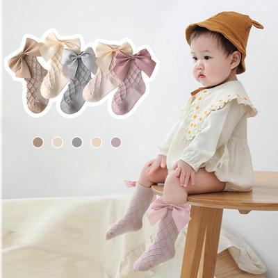 Spring Summer Mesh Baby Solid Color Bow White Socks 2023 New Korean Sweet Kawaii Ankle Stocking for Newborn Girls Accessories