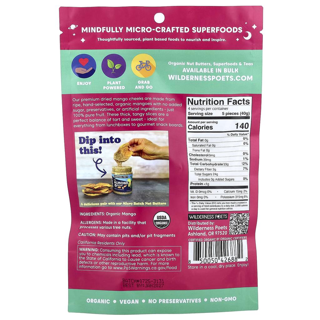 Wilderness Poets Dried Mango Cheek, 170g (6oz)