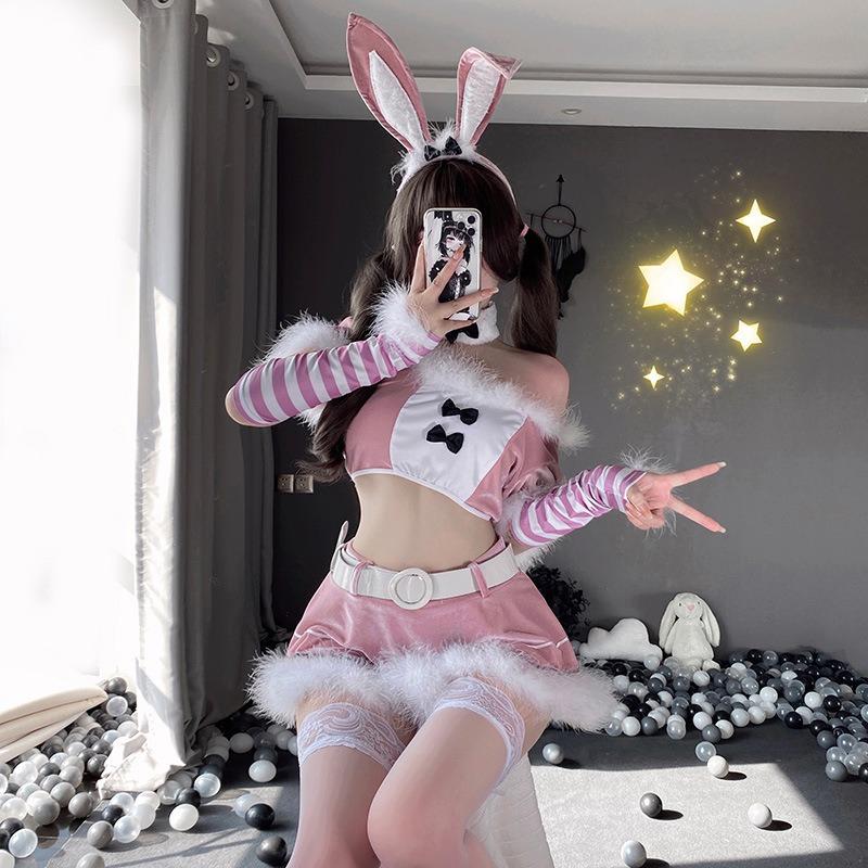 Sex Underwear Christmas Bunny C Uniform Velvet Skirt Set Performance Costume Winter