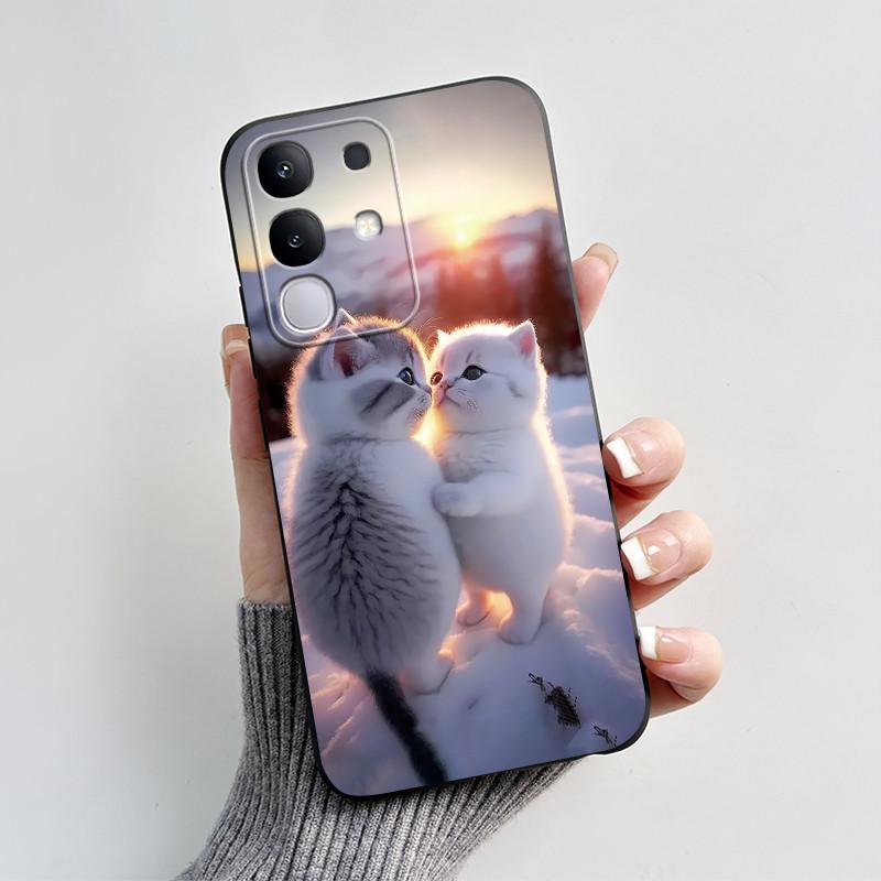 

Чехол для Vivo Y29 4G 2025 Черный матовый мягкий силиконовый защитный чехол для телефона с принтом Сердце любви для Vivo T4X IQOO Z10X 5G Vivo IQOO Z10X