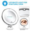 1W LED Light Makeup Vanity Mirror Wireless Portable Makeup Mirror 10x Magnifying Cosmetic Beauty Bathroom Shower Round Mirrors