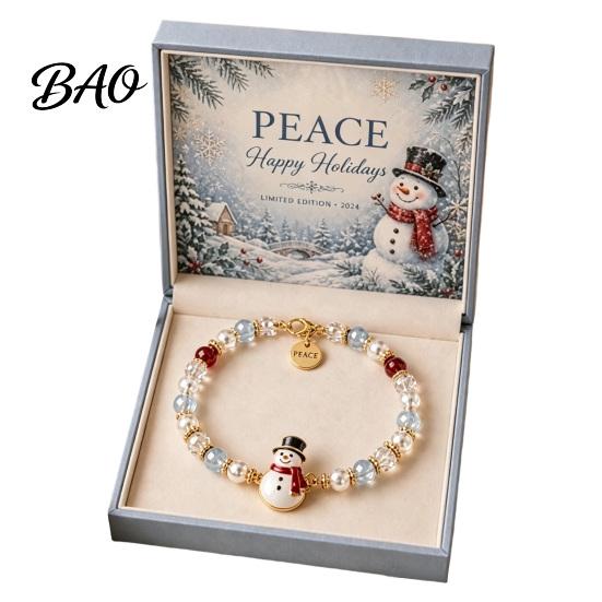 Non-fading Bracelet Christmas Bracelets for Women, Santa Claus Elk Snowman Tree Wear-resistant Beaded Bracelet, Holiday Jewelry Gifts Stocking
