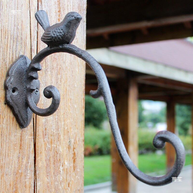 Retro Cast Iron Bird Wall Hooks & Hangers for Baskets & Lanterns