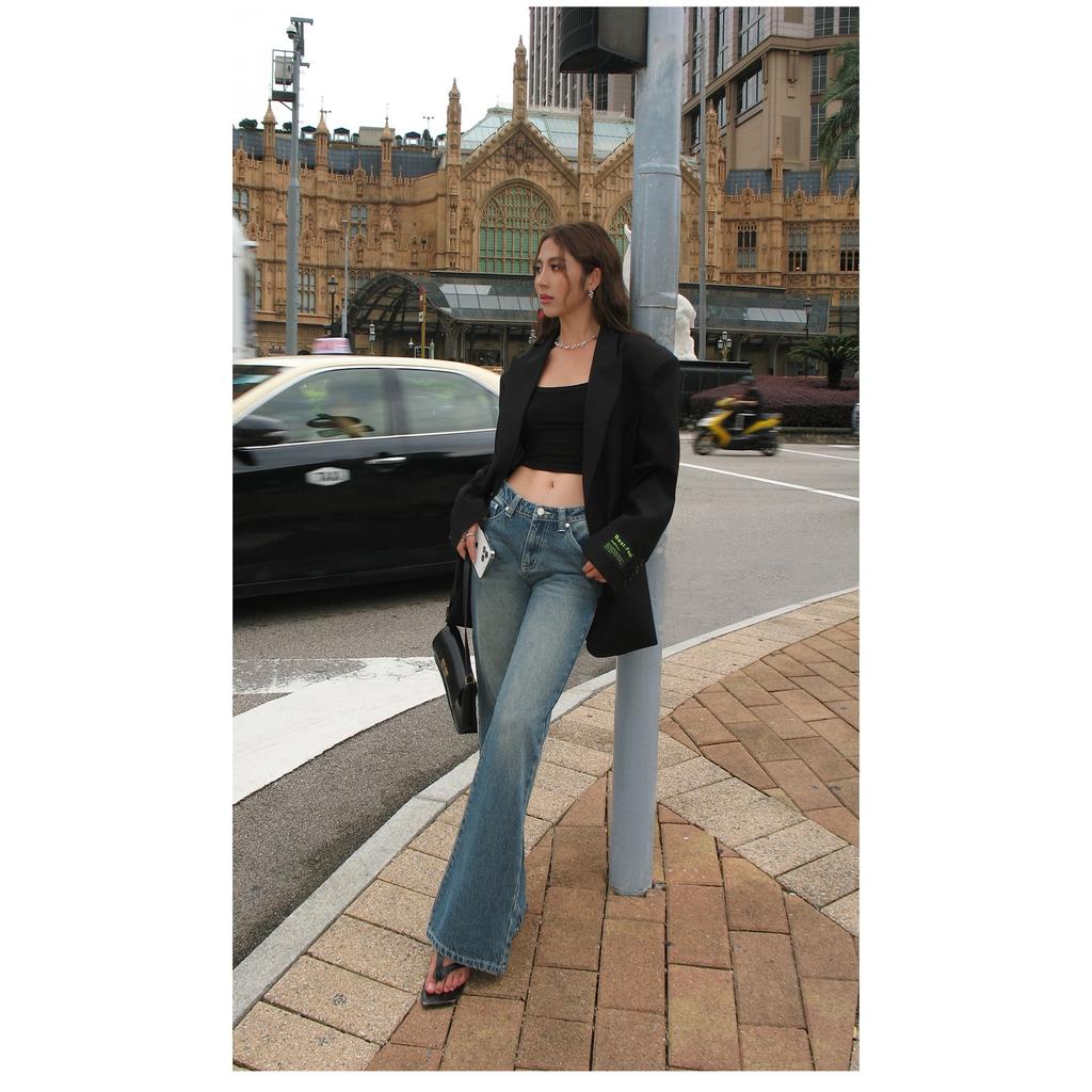 Graue Blazerjacke für Damen, koreanischer übergroßer Retro-Stil, lässiger Anzugmantel für Damen, locker sitzender Vintage-Büro-Blazer, tägliche Outfits