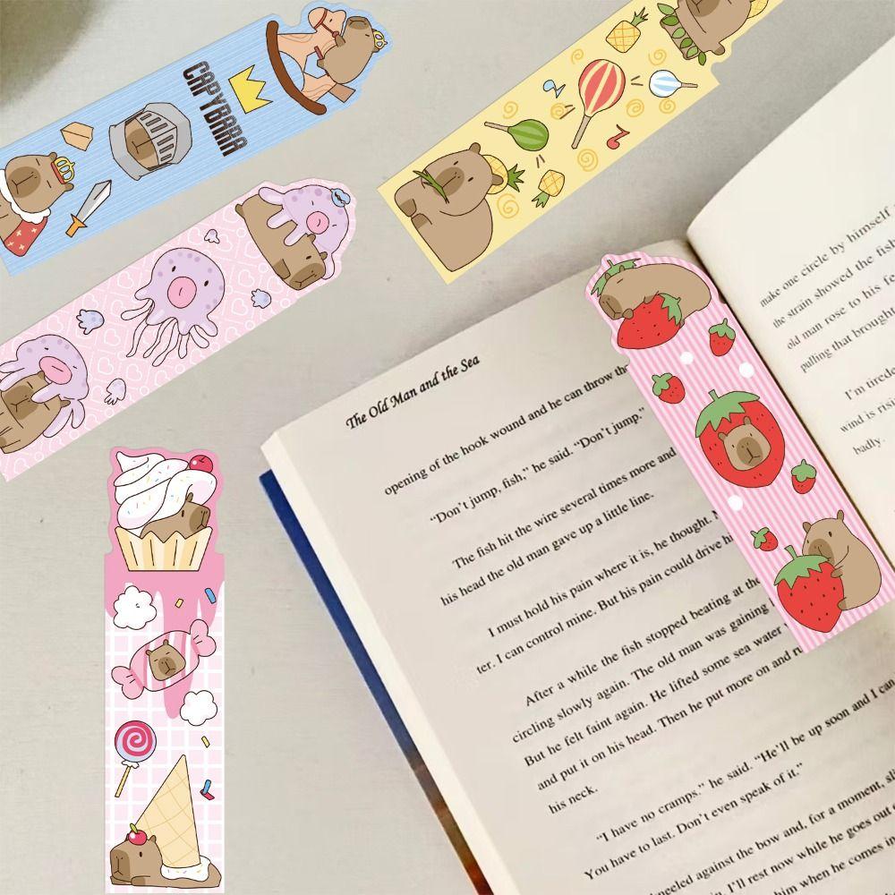 30Pcs/Set Paper Capybara Bookmark Book Decoration Cartoon Reading Book Label Reading Stationery Page Pagination Marker Office
