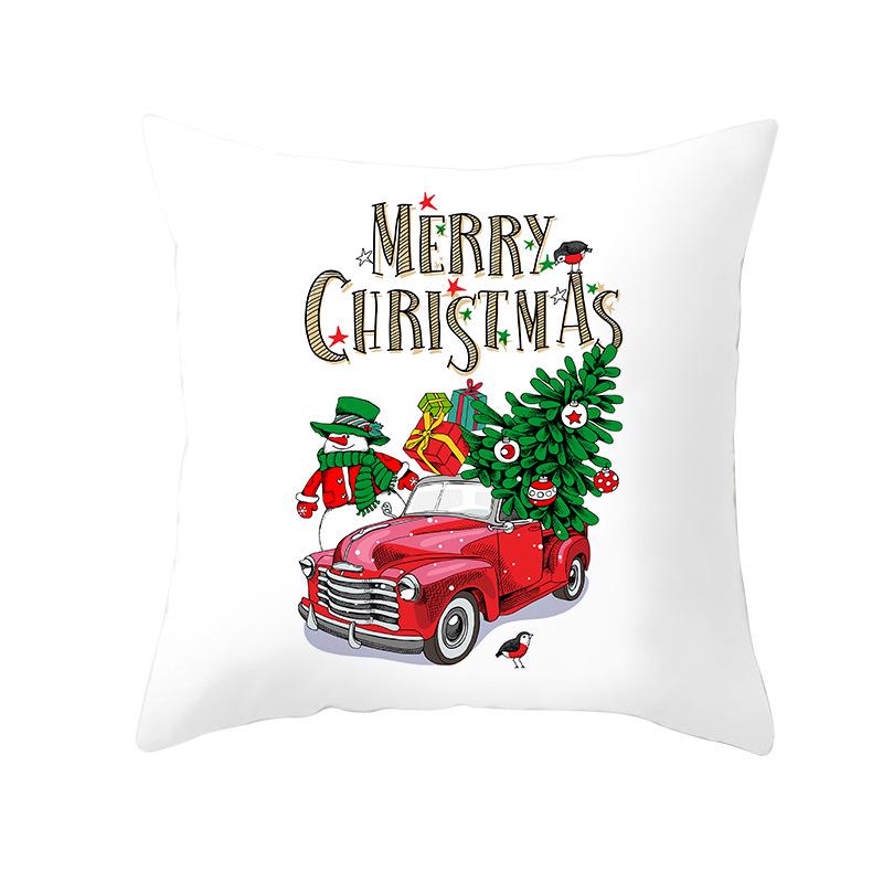 Cartoon Car Print Peach Skin Pillow Cover Christmas New Pillow Cover Wish Home Cushion Cover