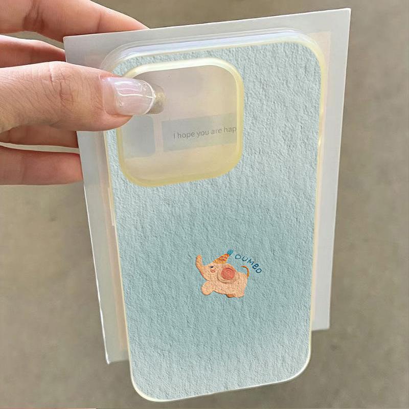 

Blue smudge baby elephant for iPhone15 Apple 16 women s mobile phone case 13 promax cartoon transparent apple 6