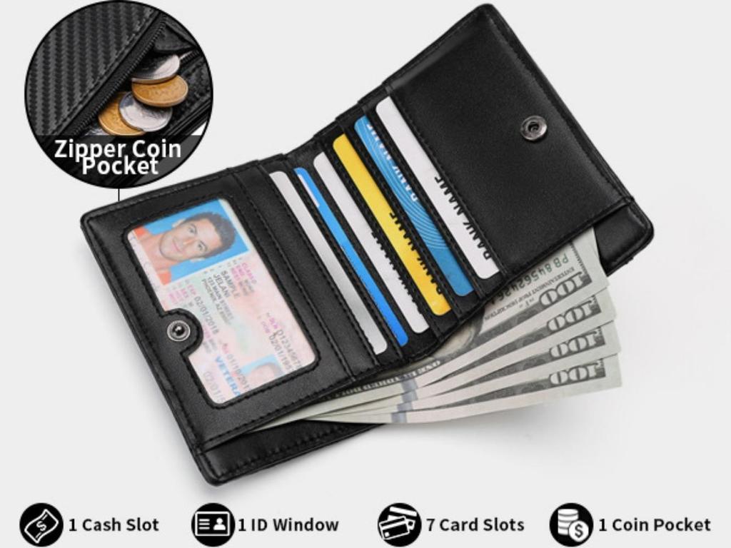 Japanese Style Carbon Fiber Leather Wallet for Men High-Quality Anti-Theft RFID Blocking Clutch PU Leather Coin Purse