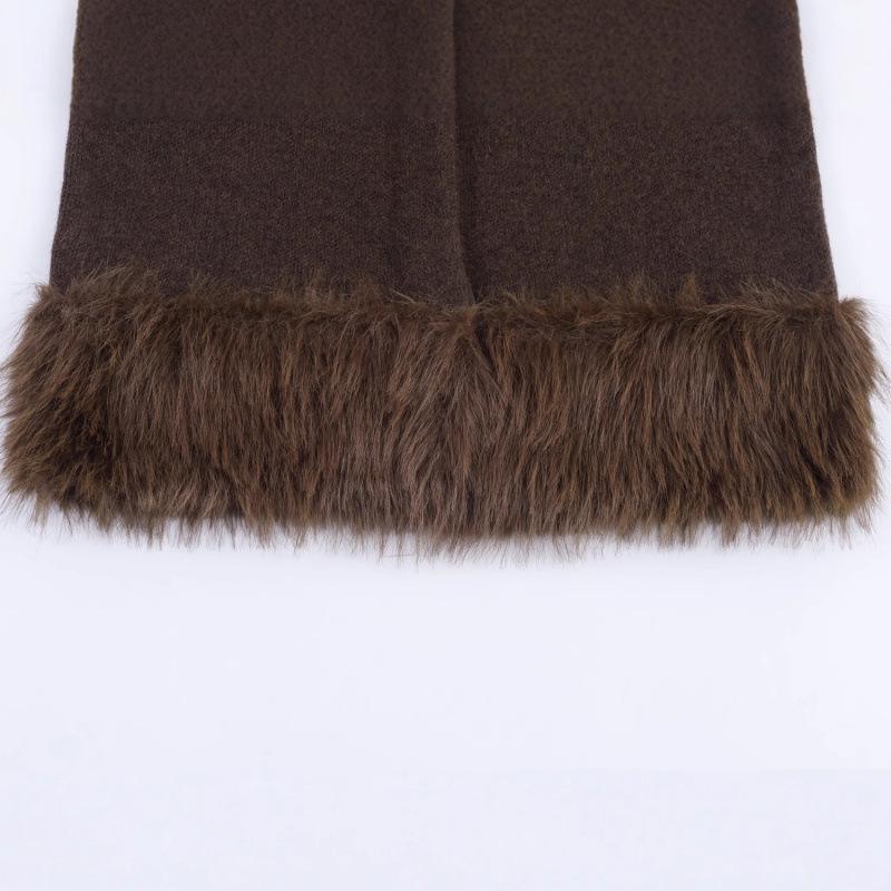 European & American Women's Fashion Faux Fur Patchwork Knit Jacket