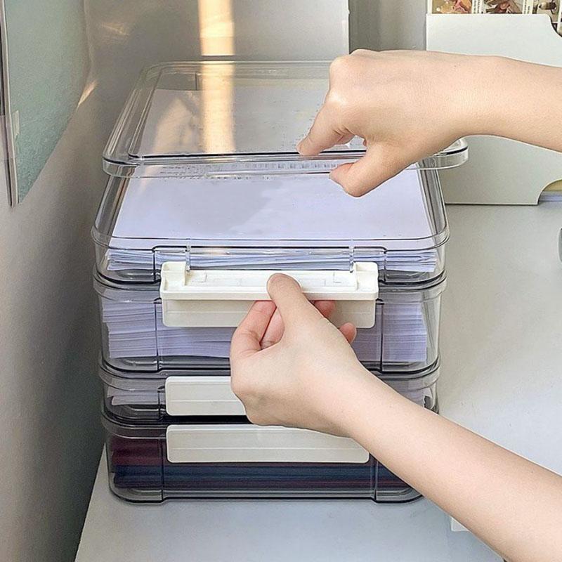 Acrylic Transparent Desk Paper Storage Box for Exams and Papers Versatile A4 File Box and Large-Capacity Exam Paper Sorting Box
