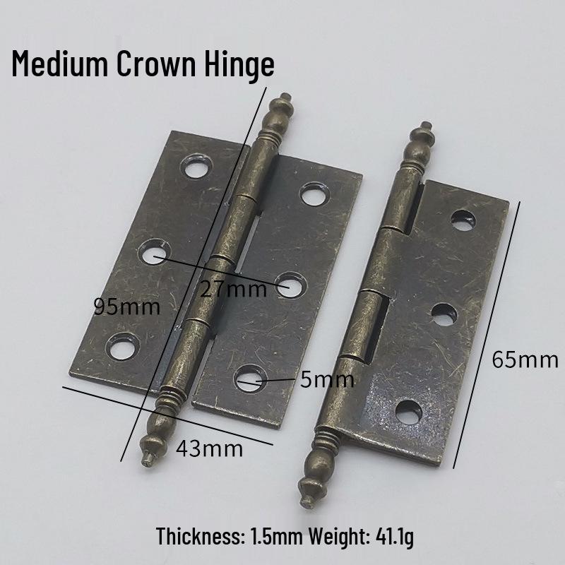 Flat Crown Hinges in Gold, Silver, Antique Bronze - Available in 1.5, 2, 3, & 4-inch Sizes