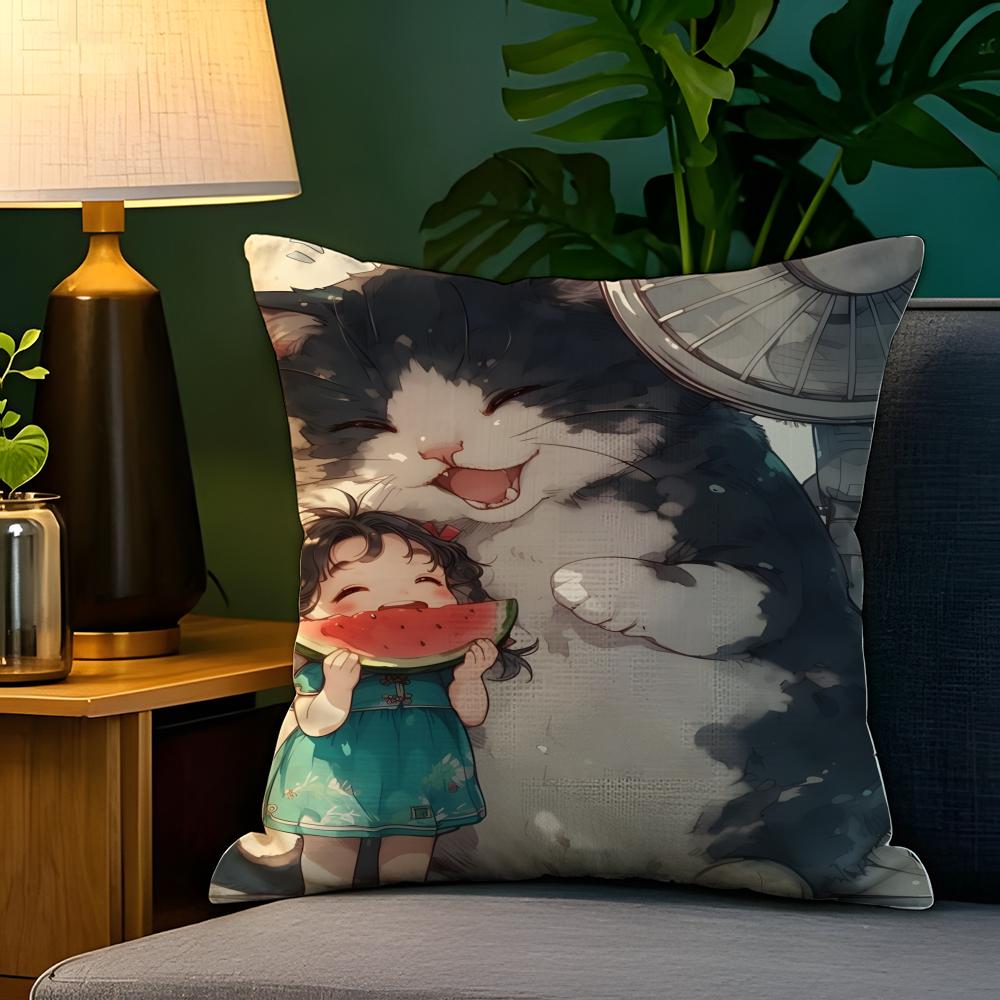 Cute Girl School Decorations  Pillow Case Natural Linen Pillow Case DoubleSided Decor Sofa Pillowcase Home Decor