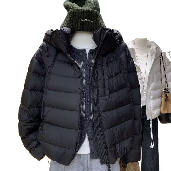Winter Pinghu New Hooded Ribs Women's Down Jacket Short Versatile Casual Small Puff