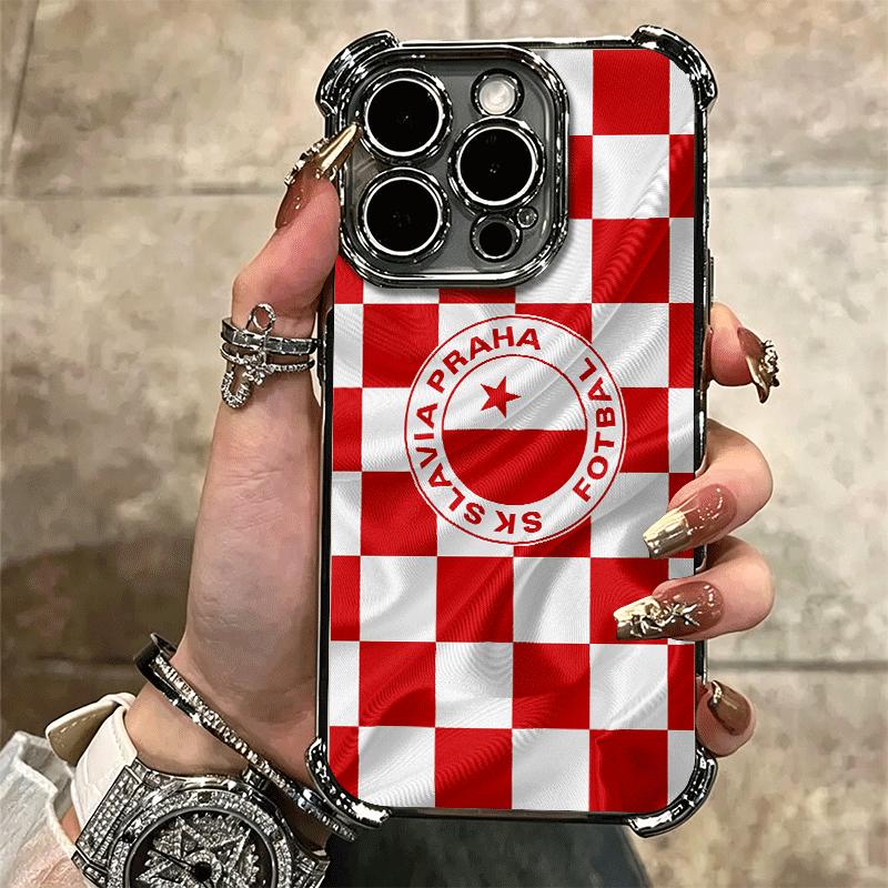 Sk Slavia Praha Czech Republic Soft Phone Case For iPhone 15 16 17 Air 14 Pro Max 16E Plus 13 12 Mini Plating Anti-Fall Fundas