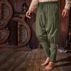 Men Pirate Pants Renaissances Ankle Band Pant Medieval Vikinges Navigator Pants Halloween Costume Cosplay with Drawstring