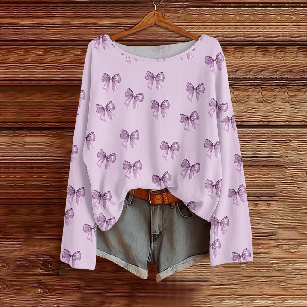 Long Sleeve Shirts For Women Printed Tees Blouses Casual Plus Size Basic Tops Pullover Casual Tunic Top Loose FitShirt