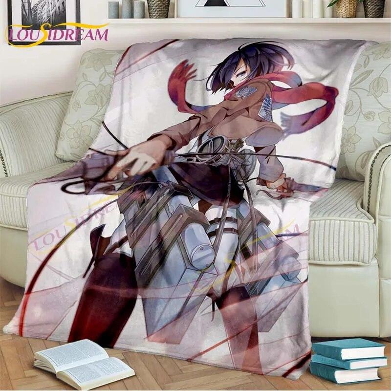Classic Anime Blanket Attack On Titan Blanket Eren Jaeger Blanket for Bedroom Sofa Livingroom Cartoon Blanket Children's Blanket