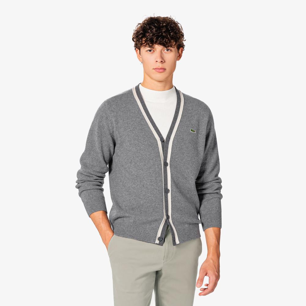 Lacoste Men'S V-Neck Wool Cardigan Ah660E-55N Cca
