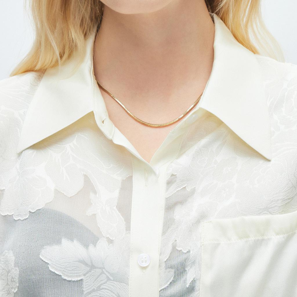 19mm Elastic Double Qiao Spring/Summer Collar Unique Jacquard Sweet Aging Mulberry Silk Shirt for Women