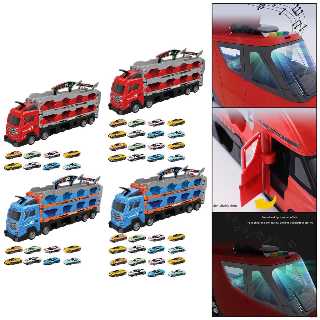 Big Transporter Truck Toy Set Trucks Early Educational Collectible Folding Storage