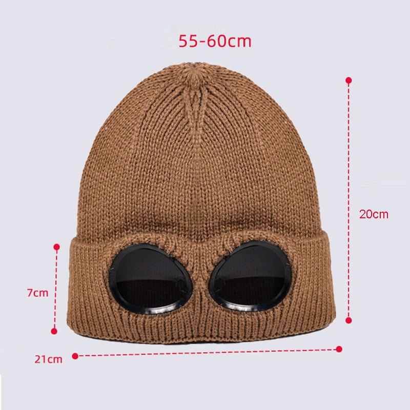 Hat Women Winter Windproof Glasses Pullover Knitted Hat Men Ski Fleece Warm Wool Hat Skullies Beanies Sleeve Cap
