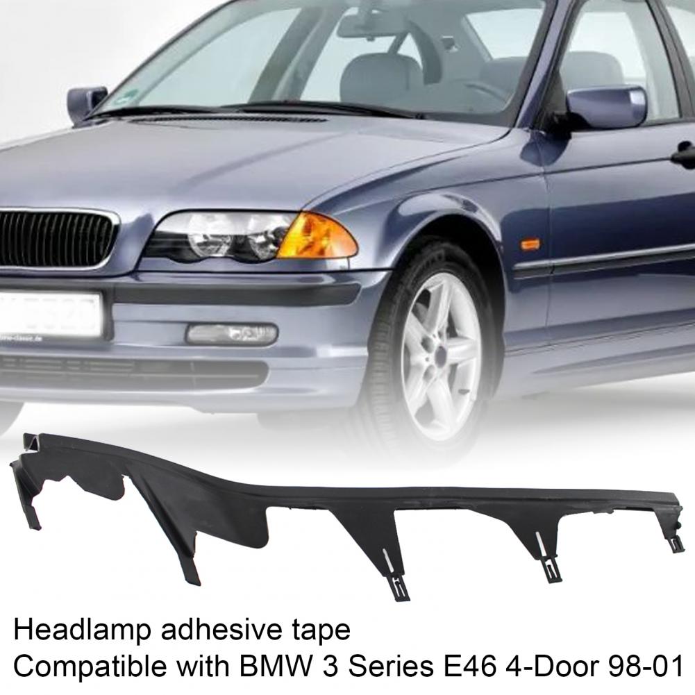 Black L/R Upper Headlight Cover Strip Trim 63128384486 63128384487 Compatible with 3 Series E46 4 Door 98 01