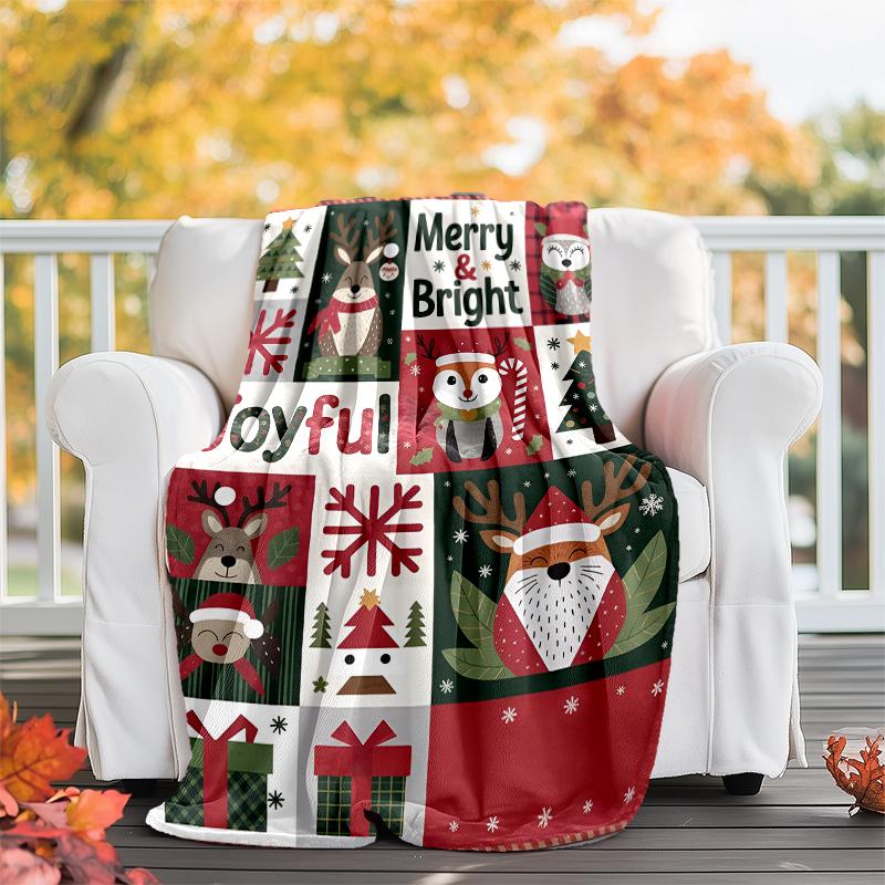 Christmas Theme Printed Blanket - Perfect for Couch, Bed, Travel & Outdoor Use | Machine Washable, Cozy & Durable.
