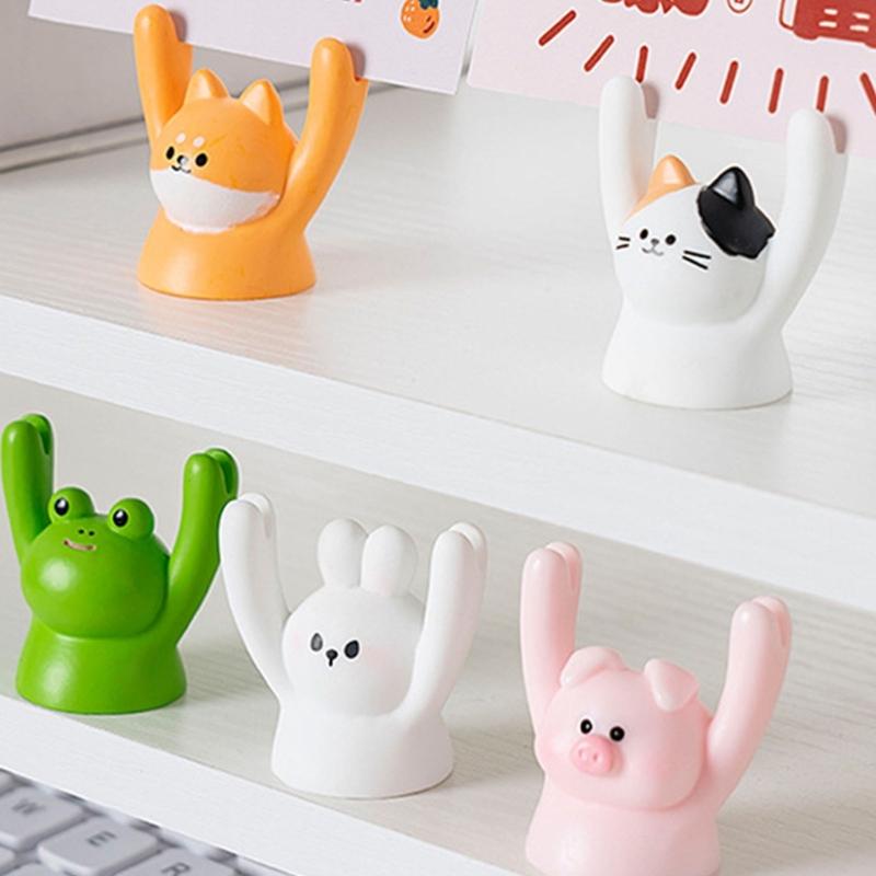 Raising Hand Animal Photo Holder Table Number Holders Microlandscape Ornament Memo Photo Holder Dollhouses Accessories