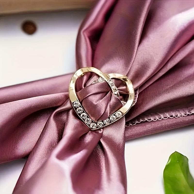 2Pcs Enchanting Knotted Heart Brooch - Sparkling Crystal Inlay, Designed Hollow, Scarf Clip for Dresses, Shawls & Capes