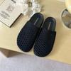 2025 new leather hand-woven retro bag head slippers wear thick bottom hollow one pedal lazy sandals woman