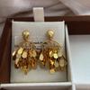 Metal Sequined Fringed Stud Earrings Light Luxury Smart Personalized Design Fashionable Versatile Unique Gorgeous Autumn and Winter Earrings