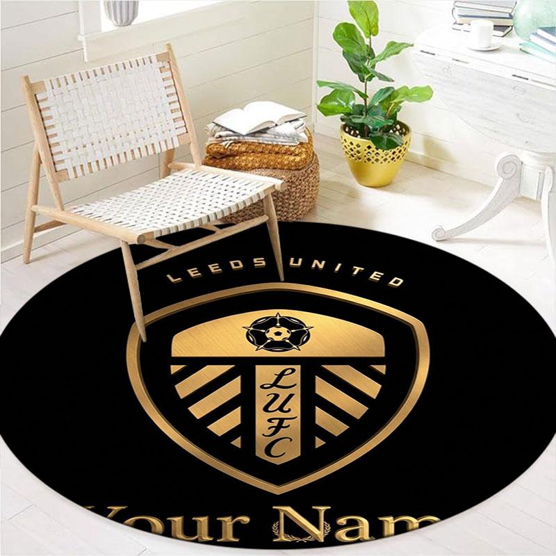 Leeds United Custom Name Round Area Rug,Carpet Rug for Living Room Bedroom Sofa Playroom Decor,Non-slip Floor Mat