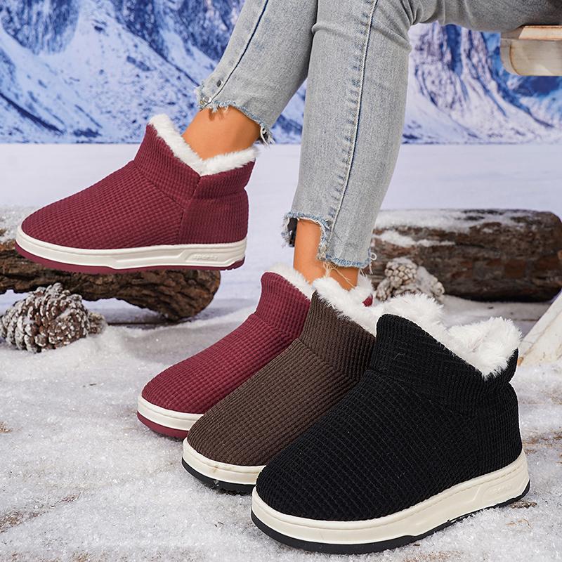 Damen Herbst Winter Warme Baumwollschuhe Lässig Dick Plüsch Slip On Schneestiefel Frau Leicht Rutschfest Knöchel Botas Mujer 2025