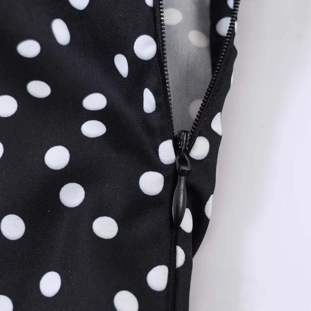 Popular spring new European and American temperament elegant casual classic polka dot mini dress
