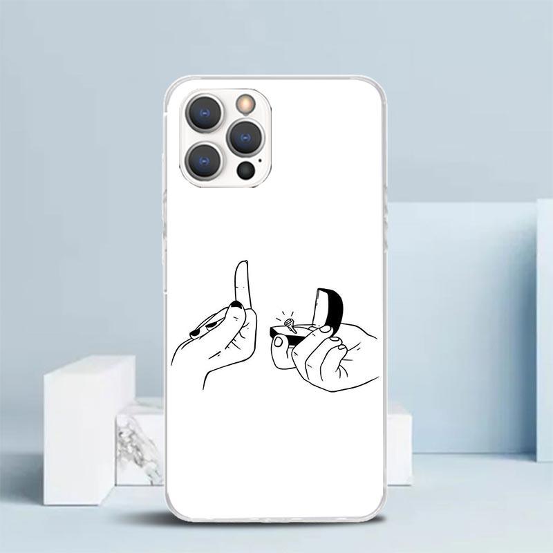 Middle Finger Soft Cover for iPhone 16 17 Air 15 14 Pro Max 16E Phone Case 13 Mini 12 11 7 SE 8 Print Pattern Fit Cases 16 17 Ai