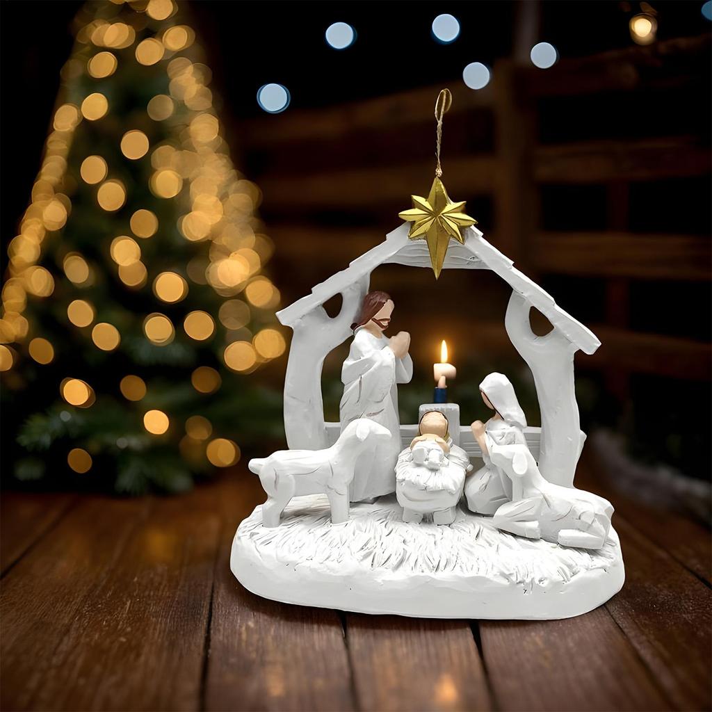 Nativity Figurines Manger Table Centerpieces Small Figurines Nativity Christmas Table Decorations For Indoor Desk Shelf Bedroom