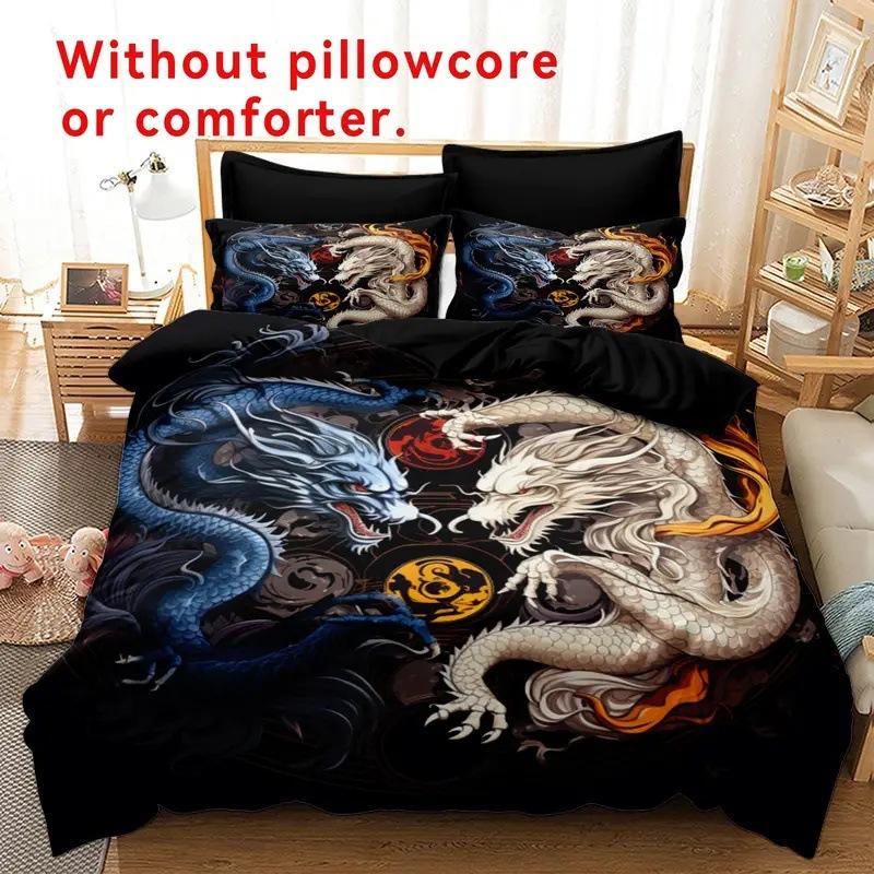 

Одеяло Красное Черное с Принтом Дракона S Queen Китайский Узор Дракона Комплект Постельного Белья 3 Предмета Комплекты Одеял Декор Спальни Comforter (quilt)-EU Single(135*200cm)3pcs
